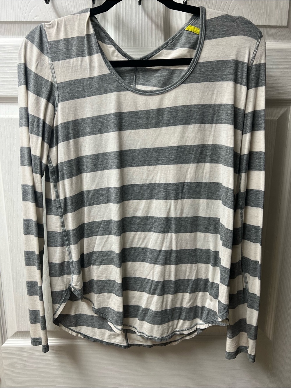 Lululemon Striped Long-Sleeve Scoopneck Top - Gray & Cream